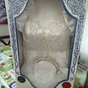 Elegant White Wedding Dress with Beaded Details